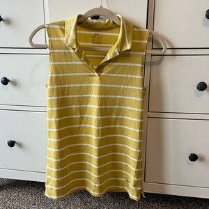 Nike Women's Yellow Striped Polo Top